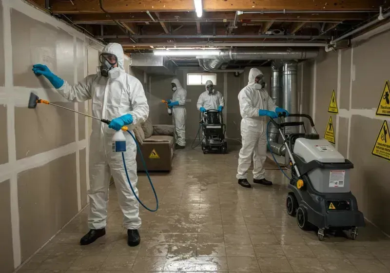 Basement Moisture Removal and Structural Drying process in Sussex, VA